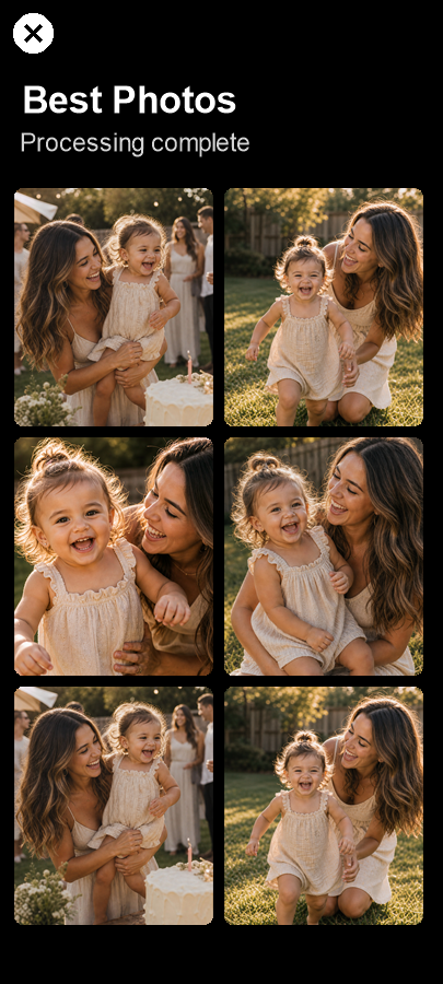 Juju best photos screen showing selected photo options