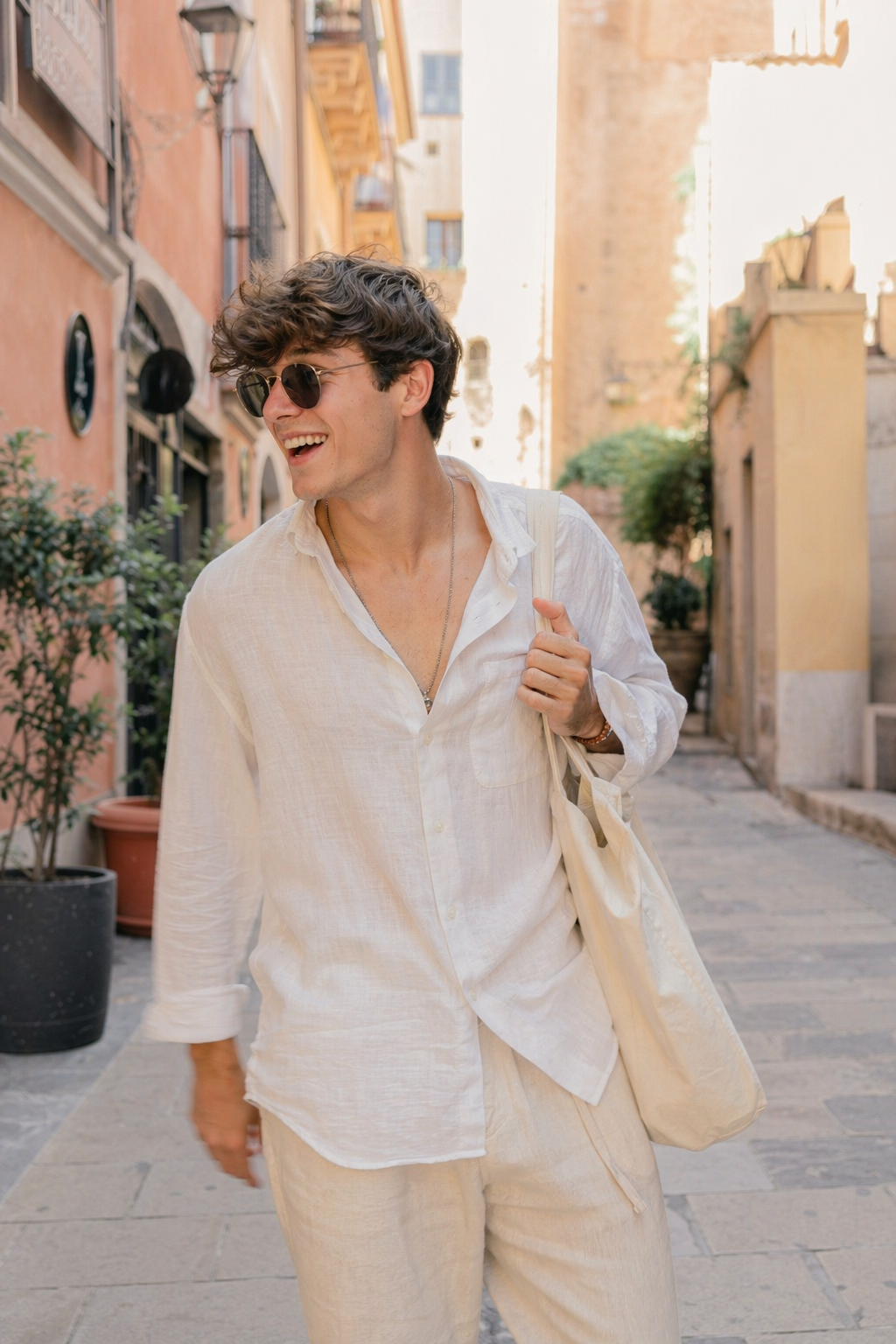 Candid travel moment outdoors